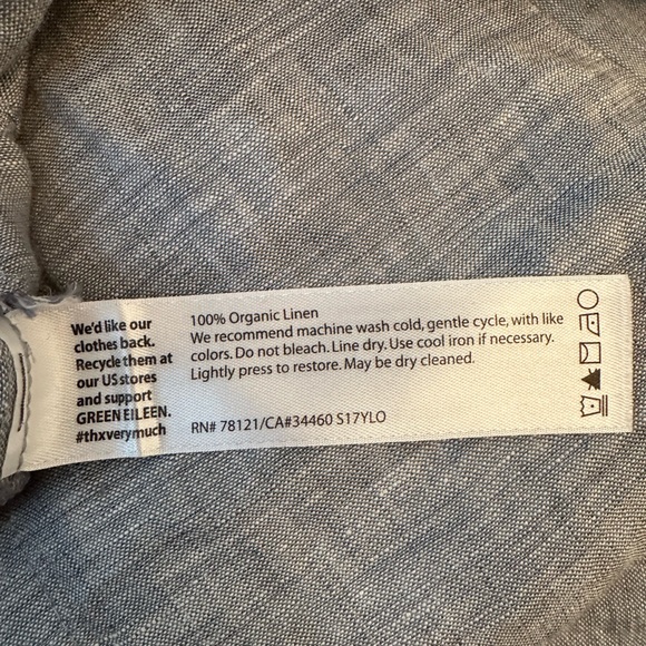 Eileen Fisher Yarn Dyed Organic Handkerchief Linen Chambray Roundneck Box Top XL - Picture 15 of 15